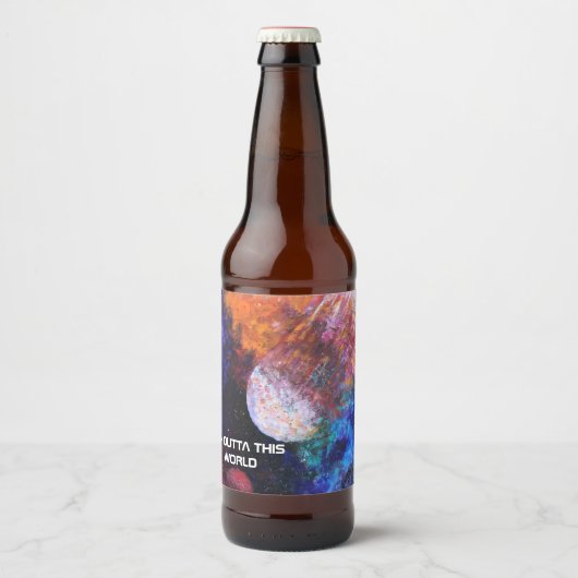 Kleurrijke galaxy Space Painting Cool Bier Etiket (Voorkant)