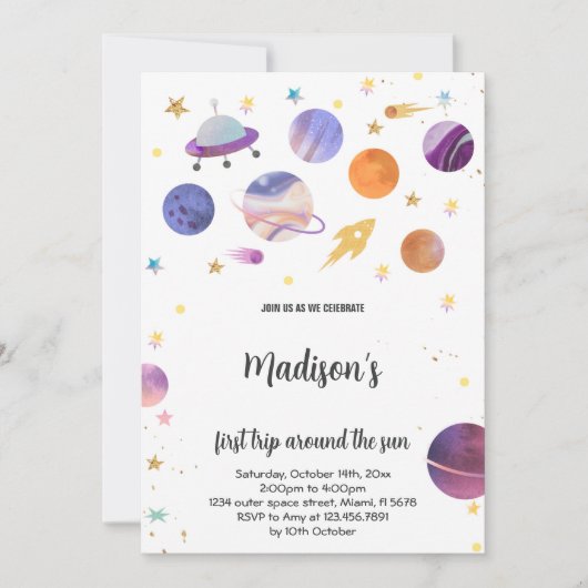 Kleurrijke Galaxy Theme voor kinderen Kaart (Voorkant)