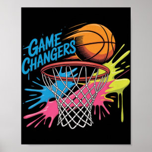 Kleurrijke Game Changers Basketball Tie Dye Color Poster