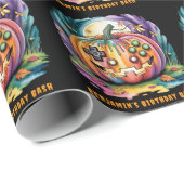 Kleurrijke Gamer Pumpkin Halloween Bash Cadeaupapier (Rol Hoek)