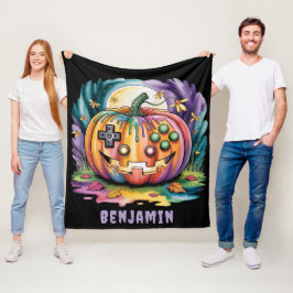 Kleurrijke Gamer Pumpkin Halloween Bash Gift Fleece Deken
