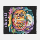 Kleurrijke Gamer Pumpkin Halloween Bash Gift Fleece Deken (Voorkant (Horizontaal))