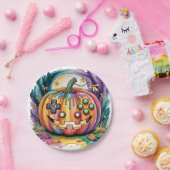 Kleurrijke Gamer Pumpkin Halloween Bash Papieren Bordje (Feest)