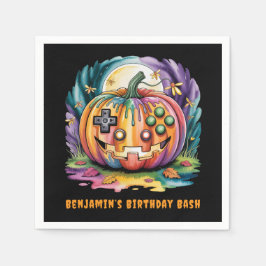 Kleurrijke Gamer Pumpkin Halloween Bash Servet