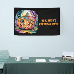 Kleurrijke Gamer Pumpkin Halloween Bash Spandoek