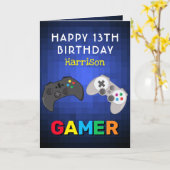 Kleurrijke Gamer Videospel Persoonlijke Verjaardag Kaart (Gele Bloem)