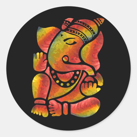 Kleurrijke Ganesha-schilderijen Ronde Sticker (Voorkant)