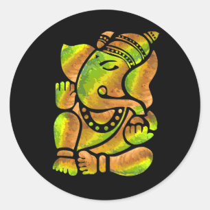 Kleurrijke Ganesha-schilderijen Ronde Sticker
