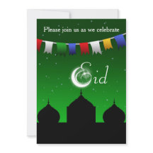 Kleurrijke Garland met Moskee Eid Party Uitnodigin
