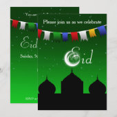 Kleurrijke Garland met Moskee Eid Party Uitnodigin Kaart (Voorkant / Achterkant)