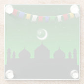 Kleurrijke Garland met moskee - Glazen Onderzetter (Achterkant)