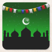 Kleurrijke Garland met moskee Kartonnen Onderzetters (Voorkant)