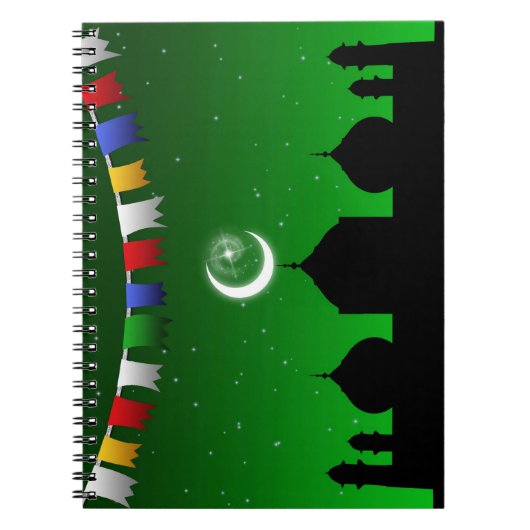 Kleurrijke Garland met moskee Notitieboek (Voorkant)