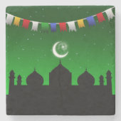 Kleurrijke Garland met moskee Stenen Onderzetter (Voorkant)