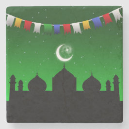 Kleurrijke Garland met moskee Stenen Onderzetter