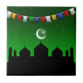 Kleurrijke Garland met moskee Tegeltje (Voorkant)