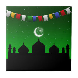 Kleurrijke Garland met moskee Tegeltje