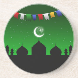 Kleurrijke Garland met moskee Zandsteen Onderzetter