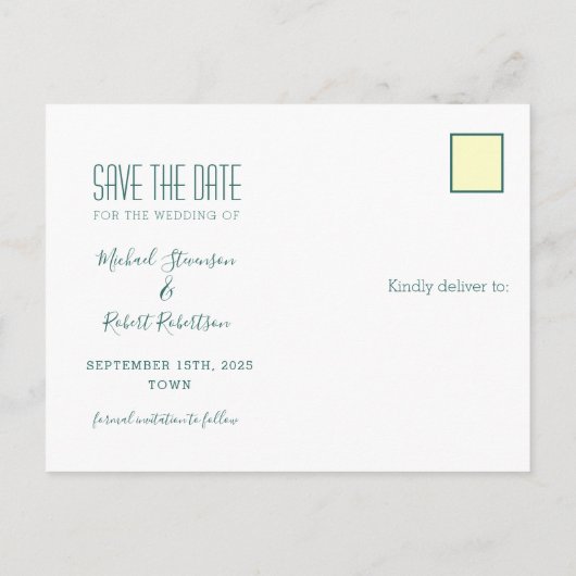 Kleurrijke Gay Bruiloft Save The Date Aankondigingskaart (Achterkant)