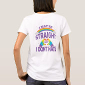 Kleurrijke Gay Pride Straight, maar haat niet T-shirt (Achterkant)