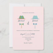 Kleurrijke Gay Wedding Uitnodiging met Petten (Voorkant)