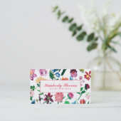 Kleurrijke geassorteerde bloemen witte achtergrond visitekaartje (Staand voorkant)