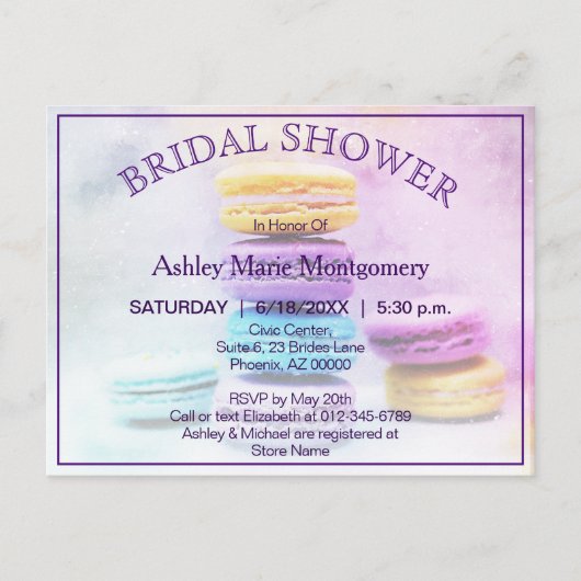 Kleurrijke Gebakken Macaron Traktaties Bruidsdouch Briefkaart (Voorkant)