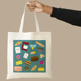 Kleurrijke gebakken waren en bakbenodigdheden bood tote bag