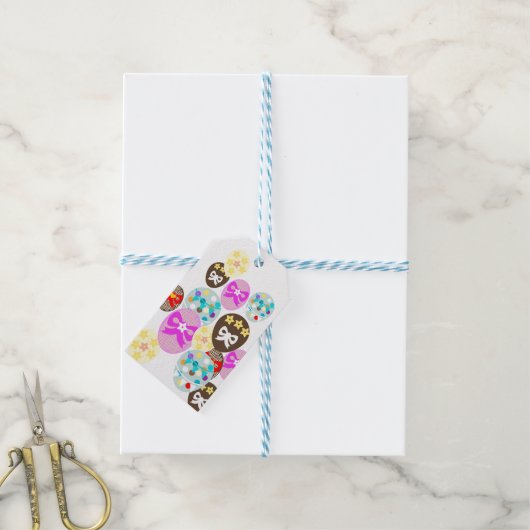 Kleurrijke gebarsten paaseieren cadeaulabel (Met Touw)