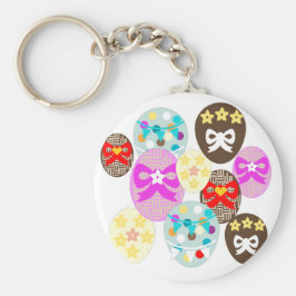 Kleurrijke gebarsten paaseieren sleutelhanger