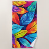 Kleurrijke gebladerte patroon artwork strandlaken (Voorkant)