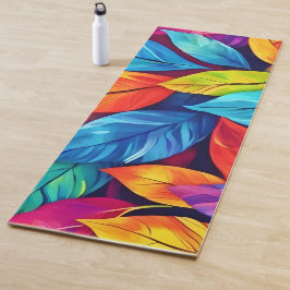 Kleurrijke gebladerte patroon artwork yogamat