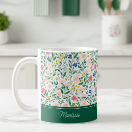 Kleurrijke gebloemde gepersonaliseerde mok