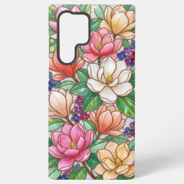 Kleurrijke gebloemde glas-in-lood telefoonhoes samsung galaxy hoesje