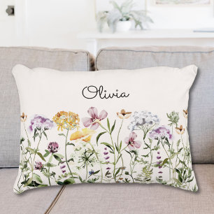 Kleurrijke gebloemde monogramtuin accent kussen