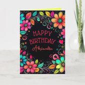 Kleurrijke gebloemde persoonlijke verjaardag kaart (Voorkant)