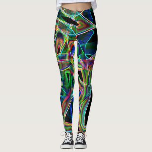 Kleurrijke gebogen tapes, gemarkeerd met reliëfrel leggings