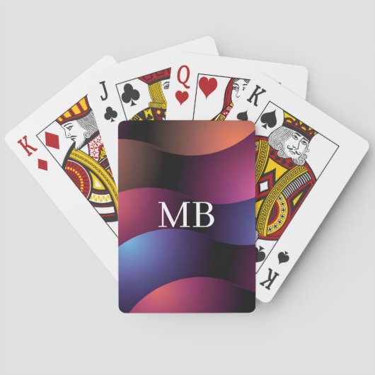 Kleurrijke gebogen vormen, wit monogram pokerkaarten (Achterkant)