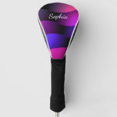 Kleurrijke gebogen vormen, witte scriptnaam golfheadcover (Voorkant)