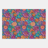 Kleurrijke geborduurde bloemen Design Inpakpapier Vel (Voorkant 3)
