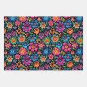 Kleurrijke geborduurde bloemen Design Inpakpapier Vel (Voorkant 2)