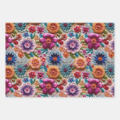 Kleurrijke geborduurde bloemen Design Inpakpapier Vel (Voorkant)