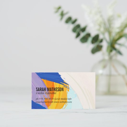 Kleurrijke geborstelde textuur | creatief kunstena visitekaartje (Staand voorkant)