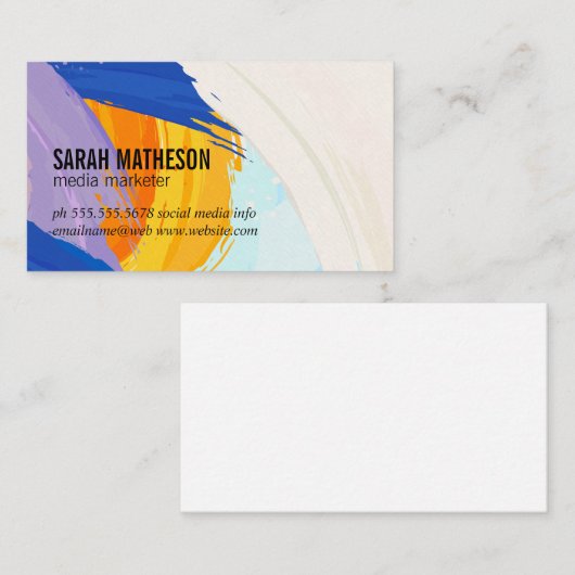 Kleurrijke geborstelde textuur | creatief kunstena visitekaartje (Voorkant / Achterkant)