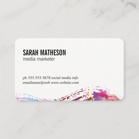 Kleurrijke geborstelde textuur visitekaartje (Voorkant)