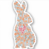 Kleurrijke gebotteerde bunny, op maat gesneden vin sticker (Voorkant)