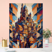 Kleurrijke gebouwen acryl bord (Huwelijk)