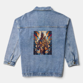 Kleurrijke gebouwen denim jacket