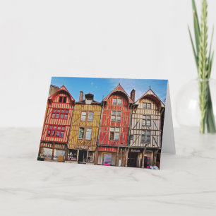 Kleurrijke gebouwen in Troyes Frankrijk Wenskaart Kaart