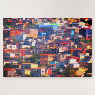 kleurrijke gebouwen in valparaiso legpuzzel